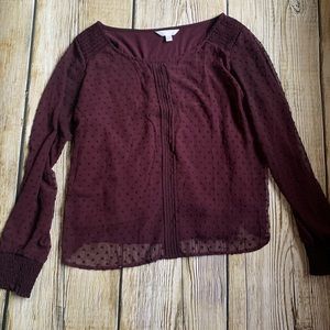 Lauren Conrad Maroon Sheer Top